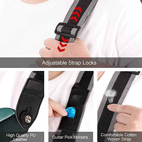 Kmbcove Sangle de Guitare Réglable Guitar Strap en Coton Confortable Bandoulière de Guitare avec 10 Médiators et Bouton de Sangle pour Guitare Folk Acoustique Électrique Guitare Basse Noir - Les Beatles, Paul McCartney, John Lennon, RIngo Starr, George Harrison Kmbcove Sangle de Guitare Réglable Guitar Strap en Coton Confortable Bandoulière de Guitare avec 10 Médiators et Bouton de Sangle pour Guitare Folk Acoustique Électrique Guitare Basse Noir – Image 4