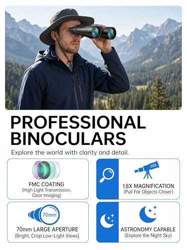 Image of 18x70 Binoculars for Adults, High Power 70mm Aperture | Explore Astronomy, Stargazing, Wildlife and Coastal Views with Bright Vision for Long Distance Outdoor Observation