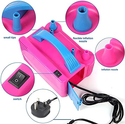 Balloon Pump, 220V-240V 600W Balloon Pump Electric, Electric Balloon Air Pump Dual Nozzle Balloon Inflator Blower with Balloon Decorating Strip Kit for Party Birthday Wedding Decoration