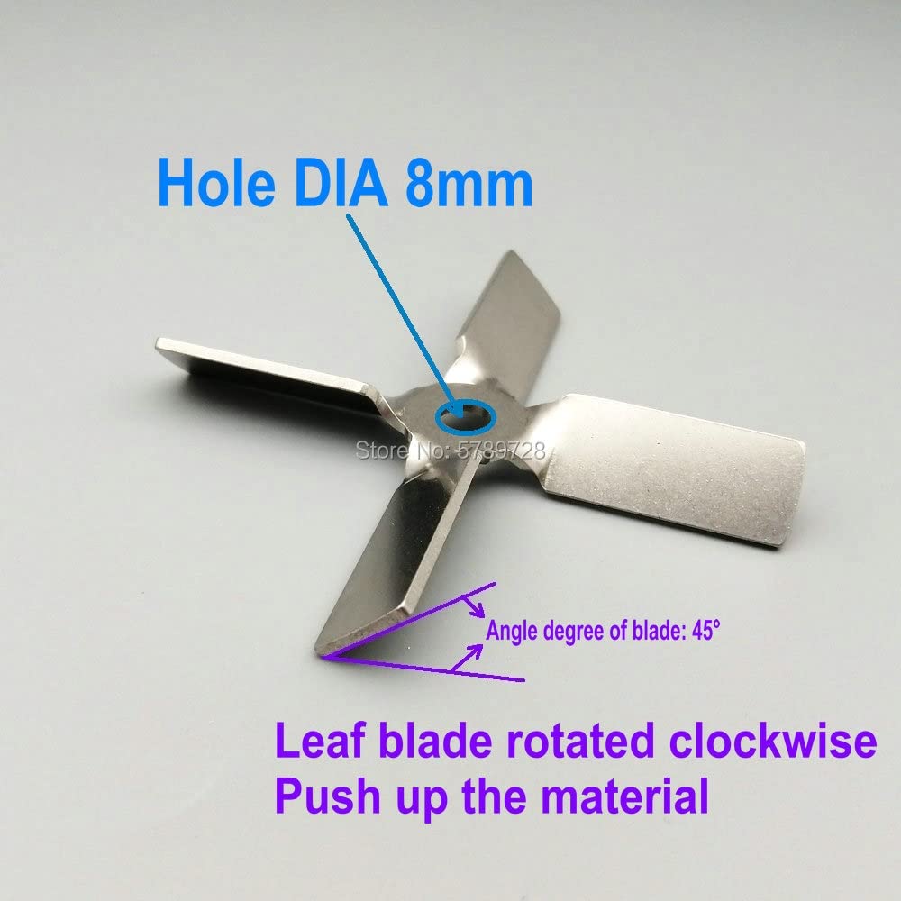 1 Jeu, DIA 40mm à 100mm, hélice à Quatre pales en Acier Inoxydable Lab 304 avec agitateur, remuer Le matériau vers Le Haut Lors de l'agitation (Size : 100mm Blade with Rod)