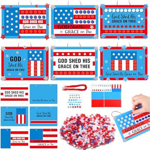Affrolling 24 Set Veterans Day Craft Set for Kids Patriotic Religious Button Craft Christian Bible Crafts Faith Messaging Ornaments Patriotic DIY Kit Arts Decoration for Church Home VBS Activities Cover