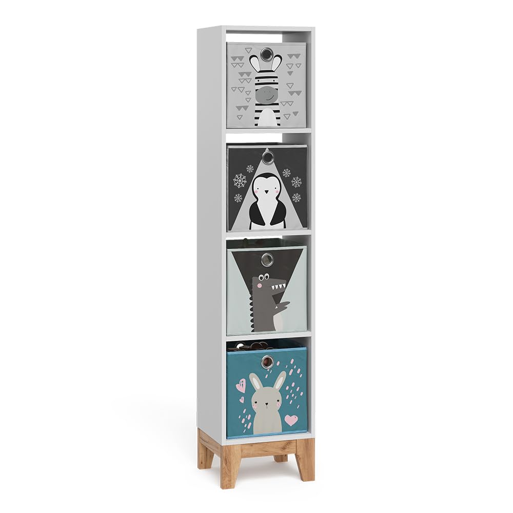 VitaliSpa Scaffale per bambini Malia, Bianco/Artisan, 35.2 x 159.5 cm, adatto per la conservazione di libri e giocattoli