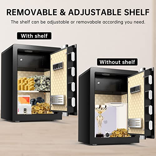 Marcree Safe Box, 2.6 Cub Safes With Digital Keypad, Led Light, Dual Warning Alarm And Removable Shelf, Perfect For Home Office Hotel Business Jewelry Gun Cash Use Storage #TOP3