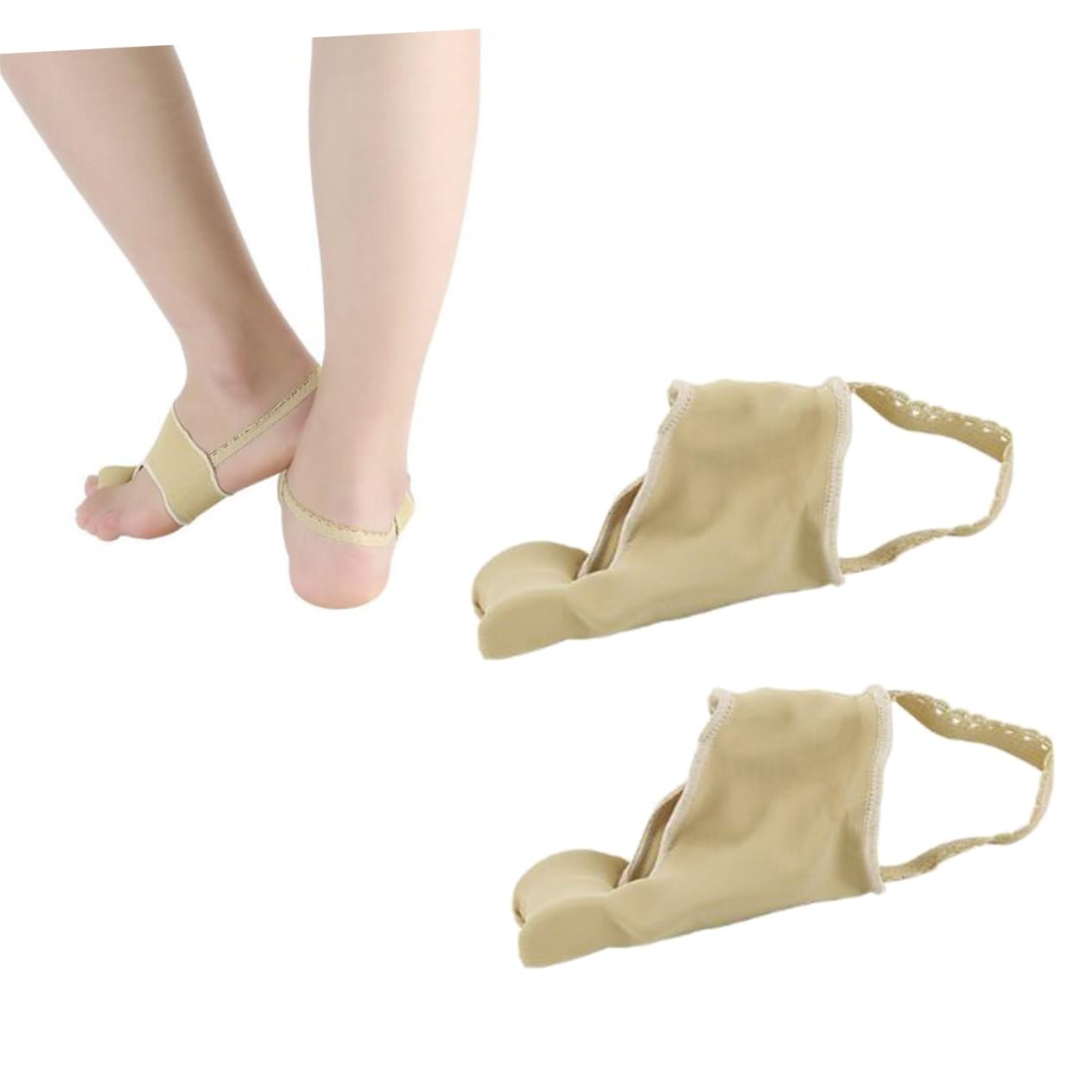 Beavorty Separators Pedicure Tool Big Protectors Hallux Straightener Comfortable Socks Beige l Size
