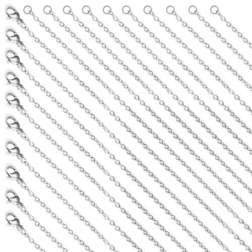 Stainless Steel Necklace Chain Hypoallergenic 20 Pack Silver Jewelry Making Accessories (17+19 inch)