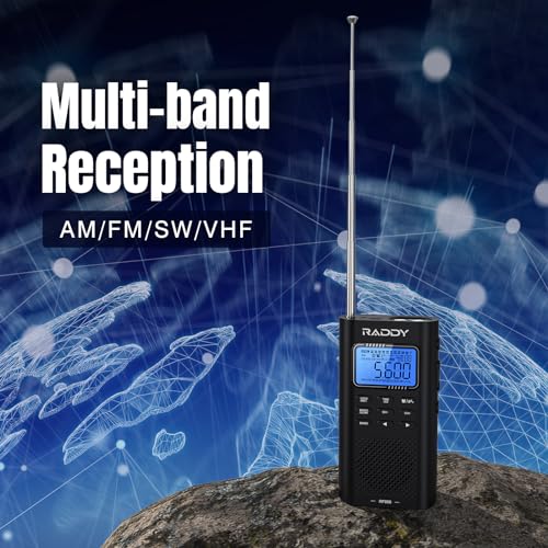 Raddy RF886 Przenośne radio krótkofalowe Małe radio cyfrowe AM/FM/SW/UKW, radio zasilane bateryjnie i głośnik BT, antena zewnętrzna 3 M