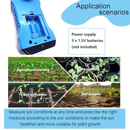 Medidor del probador del suelo 7 en 1, detector digital de la humedad NPK EC del pH para las plantas de jardín.Sensor de nutrientes de alta precisión con pantalla LCD retroiluminada y rango de 0-1999m