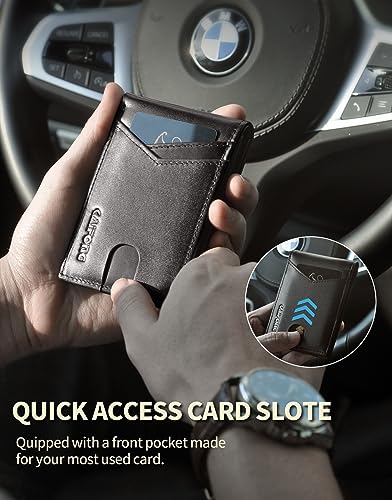 KAIFONG Mens Wallet for Airtag Wallet with Money Clip [Top Grain Leather] Air Tag Wallet with Card Holder RFID Blocking Bifold | Gifts for Him3