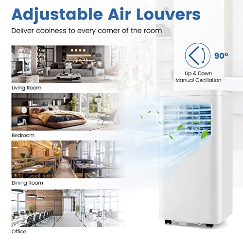 Image of GOFLAME 3-in-1 Portable Air Conditioner, 5000 BTU AC Unit with Fan & Dehumidifier, Quiet AC 1-24H Timer, LED Display, 2 Fan Speeds, 4 Wheels, Remote Control, Exhaust Hose, White