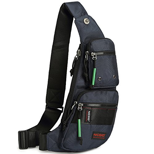 Image of NICGID Sling Bag Chest Shoulder Backpack Crossbody Bags Casual Daypack for Men Women (Navy blue-2854)