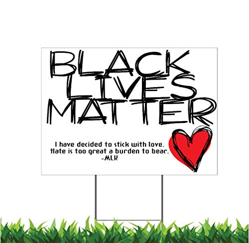 M&R 2 Sided! BLM MLK V1 18x24-inch Yard Sign (Outdoor, Weatherproof Corrugated Plastic) Metal H-Stake Included