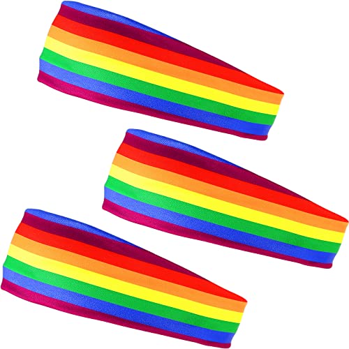 Bandeau de sport coloré arc-en-ciel en lot de 3, idéal pour vos séances de yoga et running d'été