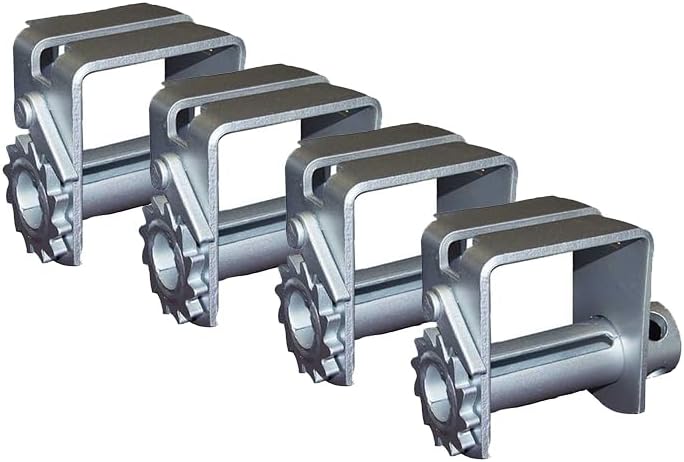 Mytee Products Paquete de 4 cabrestantes deslizantes dobles en L para pista doble L  5500 libras WLL chapado en zinc deslizante de perfil estándar