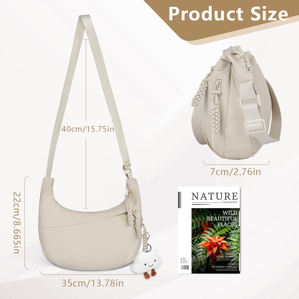 Aucuu Crossbody Bag damska torba na ramię, półksiężyc, torba na ramię, sztruksowa, na co dzień, z regulowanym paskiem na ramię, do pracy, na podróż, na co dzień