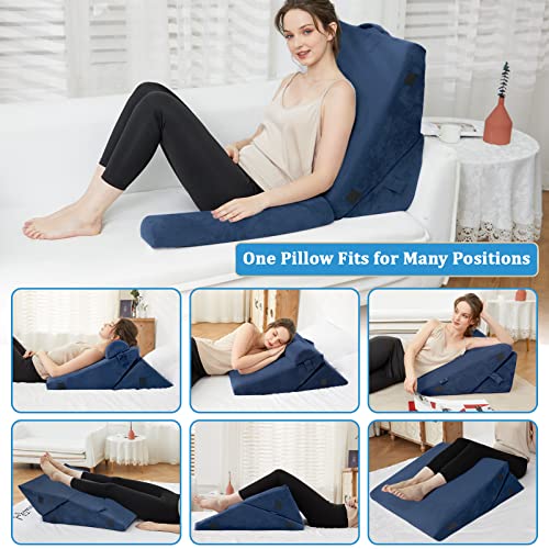 Bed Wedge Pillow, Memory Foam Top Adjustable 9&12” Folding Incline Cushion, Elevated Wedge Pillow For Back And Leg|Acid Reflux, Anti Snoring, Post Surgery, Reading, Sleeping - Machine Washable Cover #TOP4
