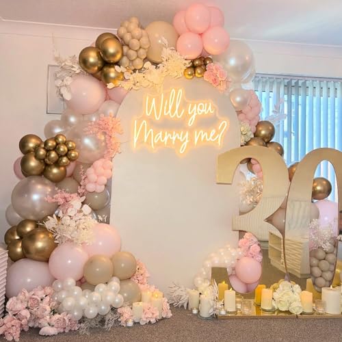 Image of White Pink Gold Balloons Set, 12 Inch Double Stuffed Pearl White Sand Blush Pale Light Pink Apricot Champagne Gold Helium Balloon for Fairy Birthday Wedding Easter Baby Bridal Shower Party Decorations