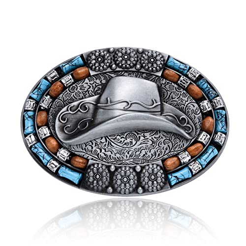 Cowboy Belt Buckle For Men Boys Cowboy, Western Cowboy Hat Cap Belt Buckles For Cowboy Rodeo Kids/Husband/Son/Men, Silver #TOP16