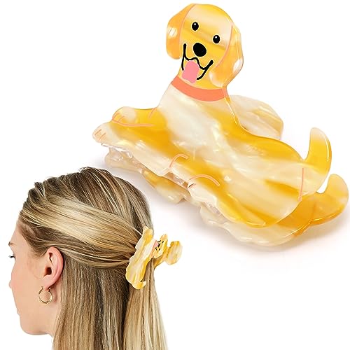 Yussti Golden Retriever Hair Claw Clips for Women Girls Cute Small Hairpins Hairgrips For Short Long Hair Doggie Gift Idea For Her Daughter Puppy Lovers Set of 1