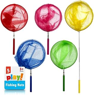5pk Kids Fishing Nets for Ponds, Rivers & Rockpools | 26" Telescopic Fishing Nets for Kids | Childs Fishing Net | Childrens Fishing Net Kids Fishing Net | Kids Net | Butterfly Net | Pond Dipping Net