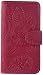 Galaxy S6 Case,Samsung Galaxy S6 Case - Wallet Flip Stand Case Embossed Plants PU Leather Case Shockproof Soft TPU Inner Bumper Slim Protective Card Slots Wrist Strap Cover by Badalink - Hot Pink