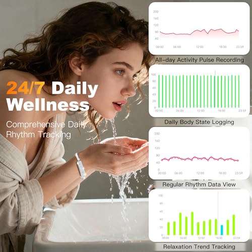 Image of Smart Bracelet for Women - Fitness Tracker with Heart Rate, Sleep & Step Tracking, 1ATM Water Resistant, Multi-Sport Modes, Fitness Tracking Wearable with Free App, 2 Bands(Silver)