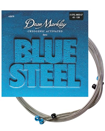 Dean Markley Electric Bass Guitar Strings 2679 Blue Steel Electric Long Scale 45-128 Medium Light Gauge, Cryogenically Processed for Longer Life