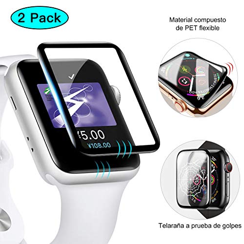 Bonslan Protector de Pantalla para Apple Watch 5 / Watch 4 40mm,[2 Piezas],3D Cobertura Completa HD-Clear Cristal Templado Película de Vidrio i-watch5/4