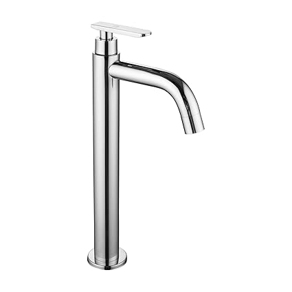 SPAZIO Slim Series SS-304 Tall Pillar Cock Tap with Long Spout & 12 Inches Tall Body Tall Boy Extended Pillar Tap Faucet, Chrome Plated, Quarter Turn, Pack of 1