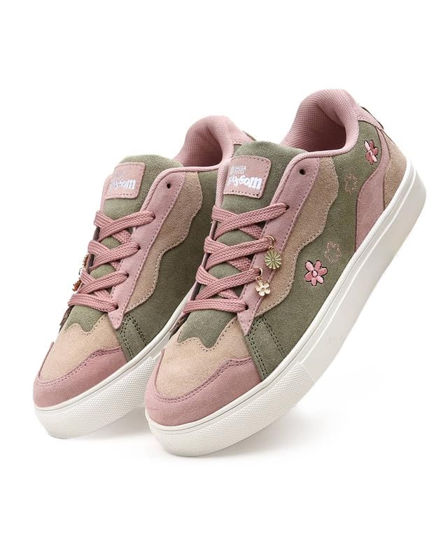 Image of Bacca Bucci Blossom Women's Sneakers - Genuine Leather Casual Shoes with Floral Accents & Metal Lace Charms | High-Energy Colorways | All-Season Comfort & Style