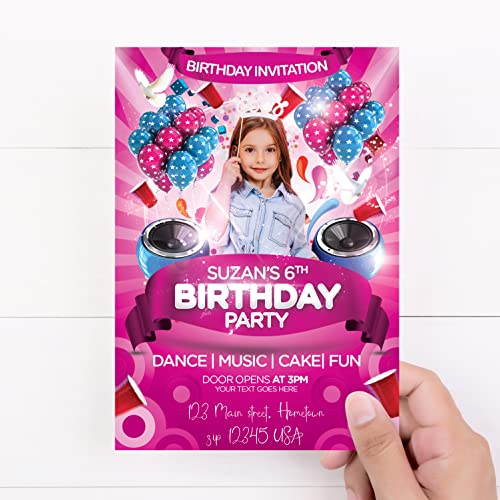 Megapolis Customized Birthday Invitations With Picture For Girls, Birthday Invitations For Girls Party With Photo, Personalized Invitation Cards