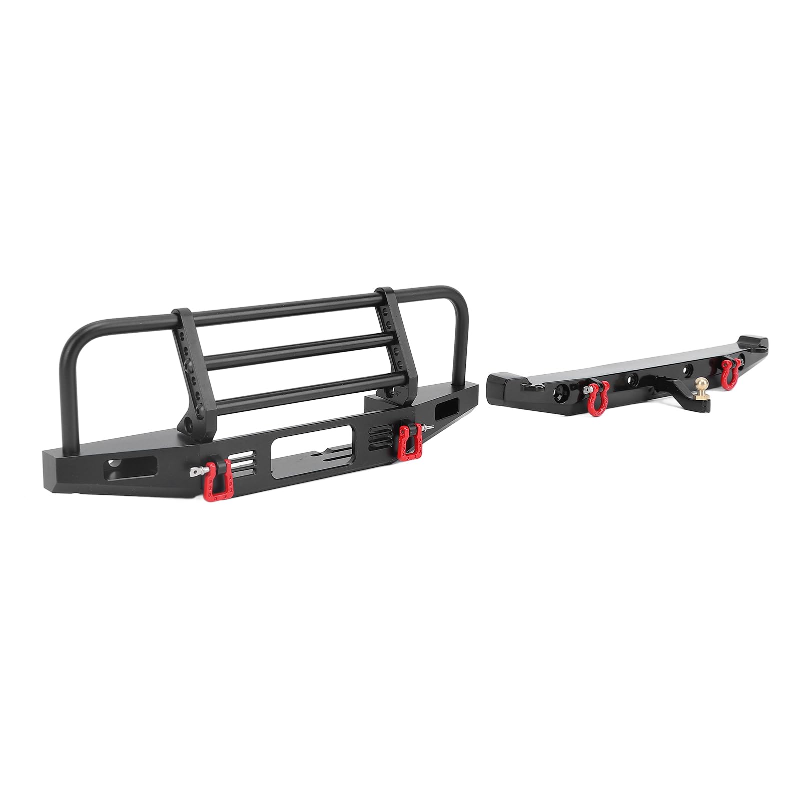 Profesjonalny Metalowy Przedni Zderzak Tylny do Samochodu Gąsienicowego Axial SCX10 SCX10II 90046 1/10 RC, z Regulowanym Pierścieniem Pociągowym i światłami Roboczymi LED