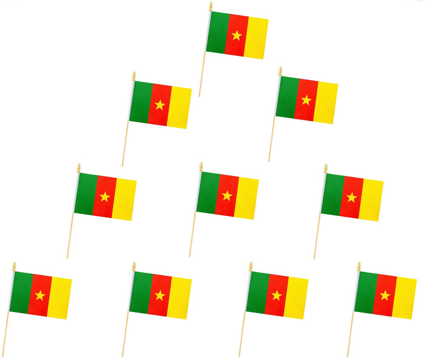 10 Pack Cameroon Flags, Cameroon Mini Flag Small flag, for Party, Shops and Bars Decorations, And International Day Celebrations. (Cameroon)