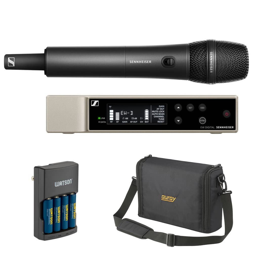 EW-D 835-S Set Digital Wireless Handheld Microphone System with MMD 835 Capsule (R4-9: 552 to 607 MHz) Bundle with Auray WSB-1S Carrying Bag and Watson Rapid Charger
