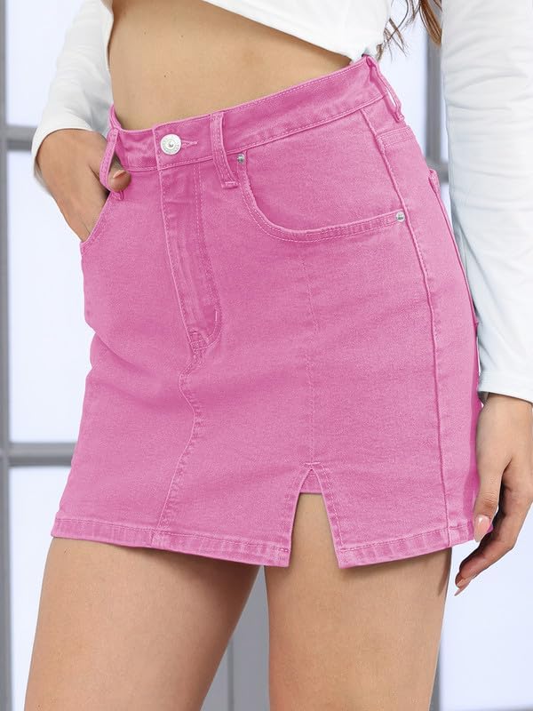 Genleck Stretch Jean Skirts for Women - Denim Skorts High Waisted Girls Teens Dressy Mini Jean Skirts with Shorts Underneath3