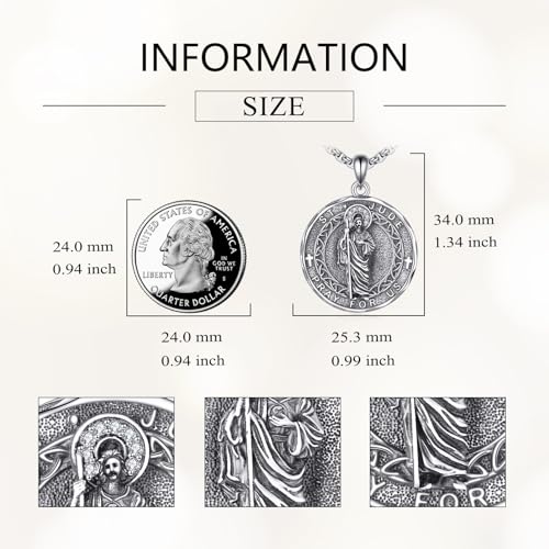 Patron Saint Medals Necklace 925 Sterling Silver Amulet Pendant Medallion Medal Jewelry Gifts for Men Women4