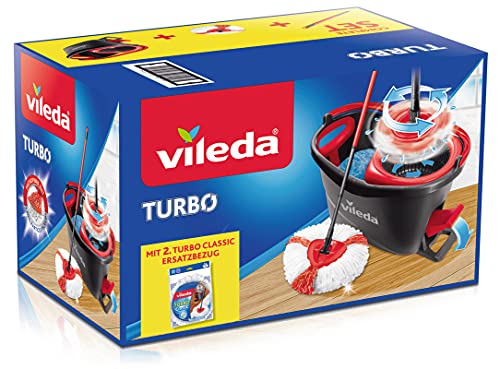 Vileda 153095 Turbo Easywring & Clean Complete Set, Wismop en Emmer, met Extra Classic Reservekop, Rood en Zwart - Image 3