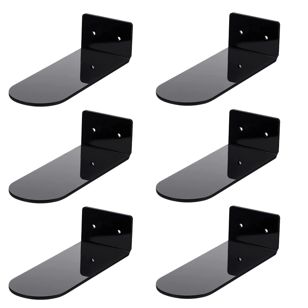 qimoi 6 Pack Floating Shoe Shelves,Black Acrylic Wall Mounted Shoe Display Shelves,for Display Collectible Shoe&Sneaker