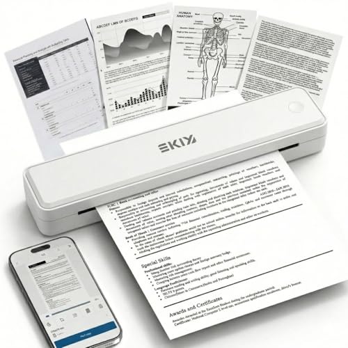 Image of EKIY 2026 Mini Wireless A4 Portable Inkless Thermal Printer with Roll Paper Storage| Rechargeable 2600mAh Type-C | Android, iOS & Laptop with Bluetooth /USB Interface |1 Year Warranty (White)