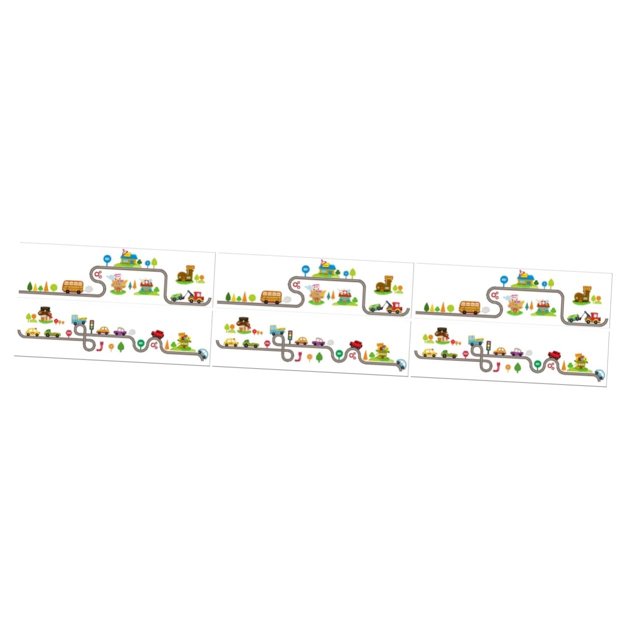 6 Blätter Verfolgen Sie Auto-wandaufkleber Autos Verfolgen Autoaufkleber Kinder Aufkleber Kinderdekorationen Für Das Schlafzimmer Wandtattoos Pvc Hintergrund Kleinkind Karikatur