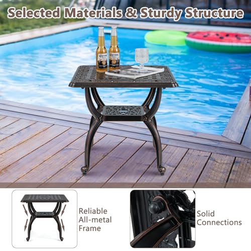 Table d'appoint de jardin en fonte d'aluminium pour patio et balcon - 6