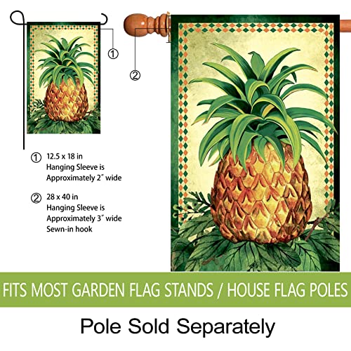 Morigins Tropical Pineapple Double Sided Summer House Flag 28"X40" #TOP2