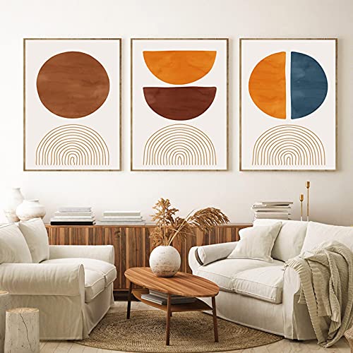 Formes abstraites art mural triptyque toile 50x70 cm minimaliste tendance