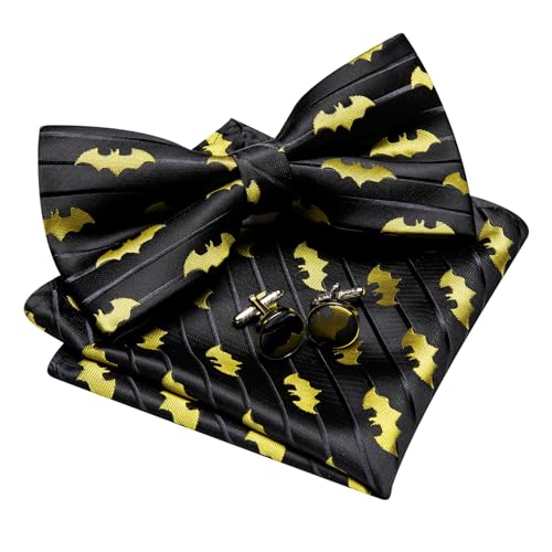 Image of YOHOWA Mens Bow Tie Set Paisley Coloful Pre-tied Bowties Adjustable with Handkerchief Cufflinks Wedding Prom Party