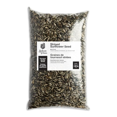 Schoen Farms Striped Sunflower Seeds Bird Food 3 lb Bag Clean Bird Seed for Finches Jays & Cardinals