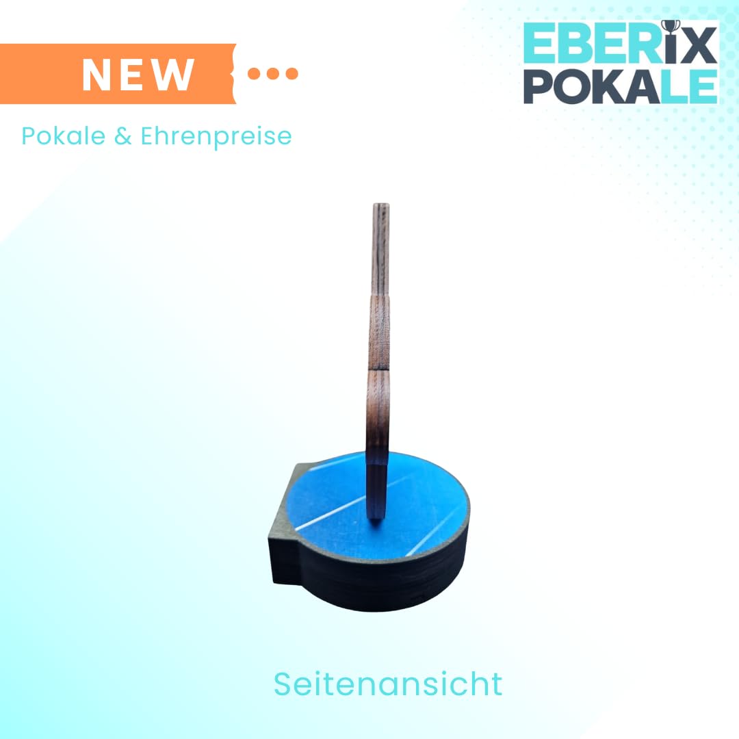 Tischtennis Pokal 16 cm hoch | Trophäe mit Gravur | Holz Award | personalisierbar mit Schläger & Ball EBERiX Tischtennis Auszeichnung