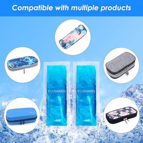 Image of YOUSHARES Ice Packs - Reusable Freezer Packs Instant Hot Or Cold Gel Pack Suitable for Insulin Cool Storage Bag （2 TSA Approved Ice Packs）