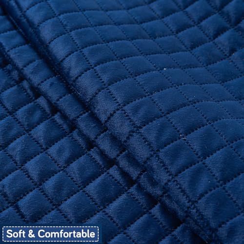 Image of HOKIPO Quilted Sofa Cover 3 Seater and 2 Seater Set - 5 Seater Sofa Cover (3+2) for Seat & Back | 'Quilt Classic' Navy Blue (IN-927 * 2+926 * 2-NBL)
