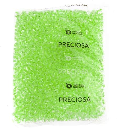 John Bead Czech Glass Seed Beads 2/0 (6.1mm Diameter) Crystal Color Lined Neon Green 500Grams Beads for DIY Arts Crafts Jewelry Bracelets Necklaces Earrings Making