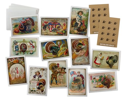 Vintage Thanksgiving Turkey Note Cards - 24 Antique Thanksgiving Cards