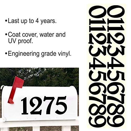Diggoo 5" Mailbox Numbers Sticker Decal Die Cut Elegant Style Vinyl Number Self Adhesive 2 Sets For Mailbox, Signs, Window, Door, Cars, Trucks, Home, Business, Address Number- Black #TOP1